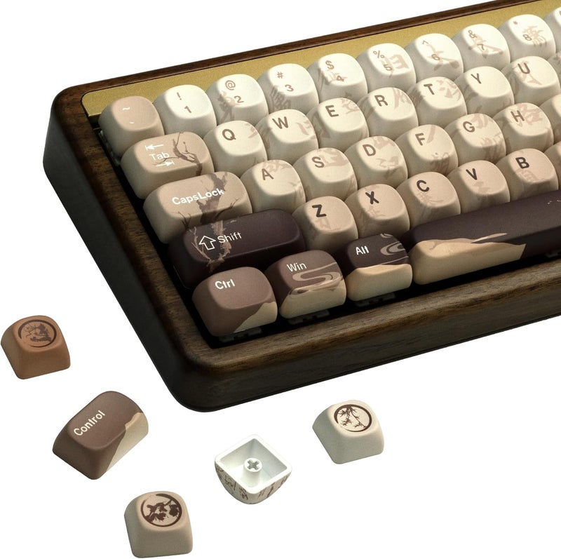 HITIME Oasis PBT Keycaps-MOA Keycap, Custom Keyboard Keycaps 60 65 75 100 Percent, 5 Side Dye Sublimation, 140 Keys Key caps Set for Cherry Gateron MX Switches Keyboards, Gradient Brown - Image 1